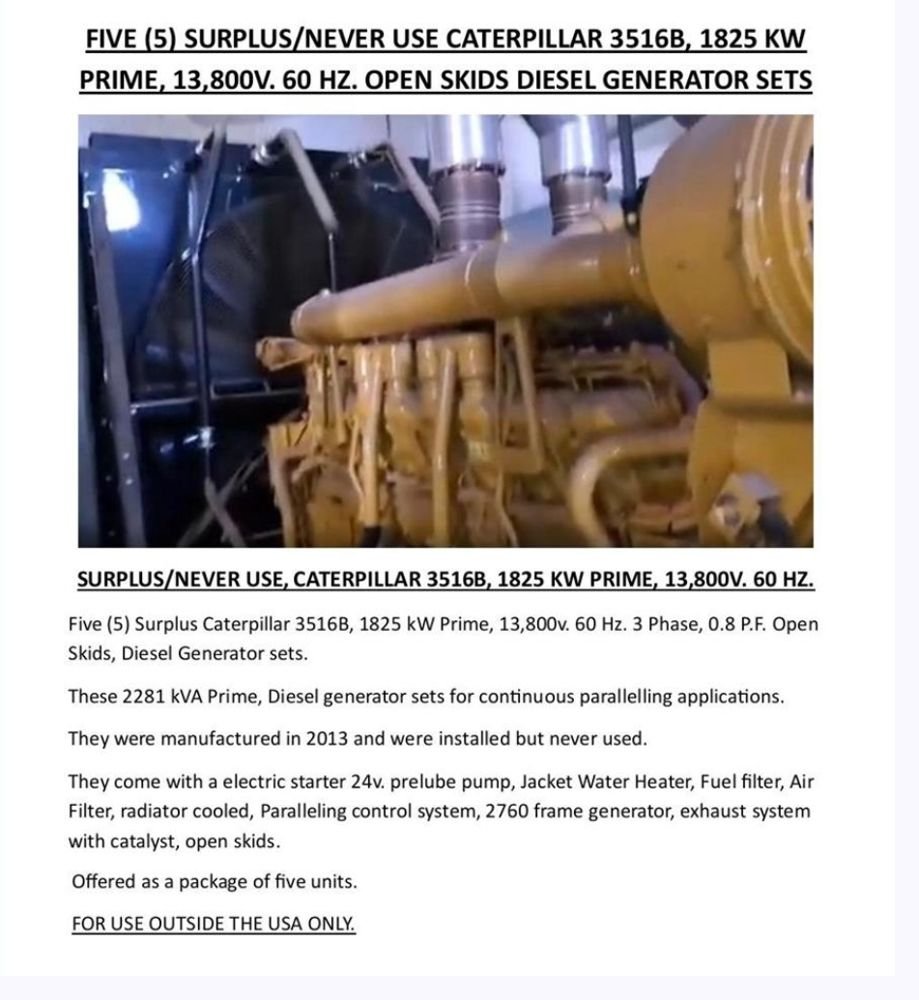 Grupos electrógenos Caterpillar 3516B